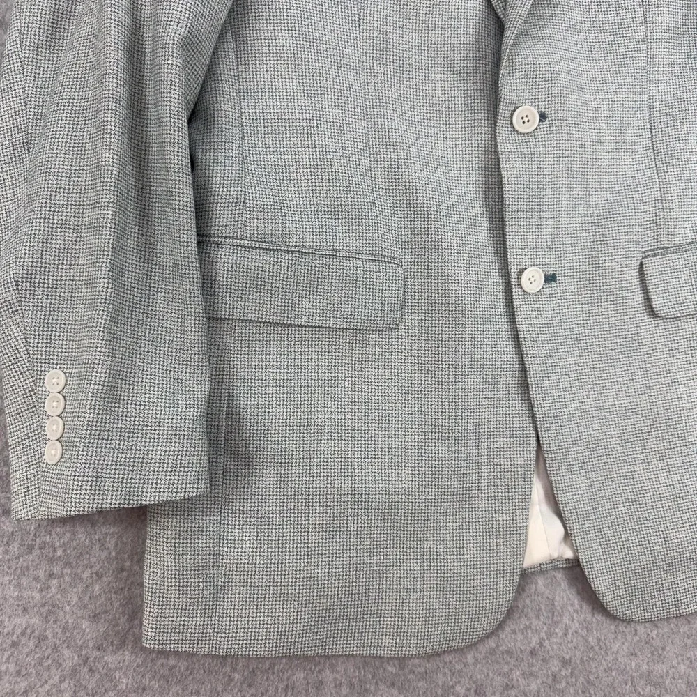 Jos A Bank Blazer Mens 41L Gray Linen Wool Sport Coat Jacket Tailored Fit Office